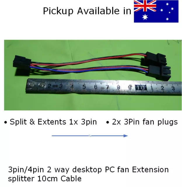 3pin 2 way desktop computer PC fan Extension splitter 10cm Cable