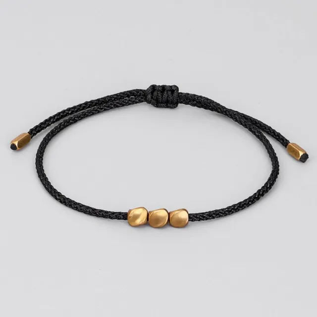 Handmade Lucky Beads Bracelet Bangle Black Adjustable Women Men Jewelry Gifts