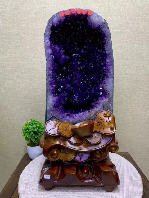 78.76LB Natural Amethyst geode quartz cluster crystal specimen healing+stand