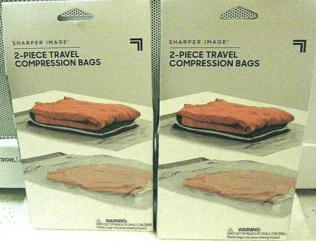 2 NEW Sharper Image 2 PC Medium Large Travel Compression Bags Luggage SHIPS FREE