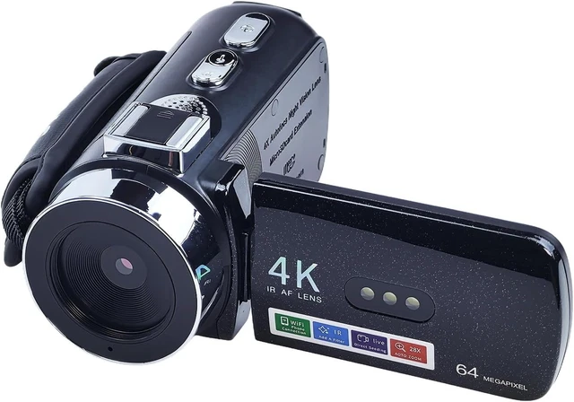 4K 64MP Digital Camera With Night Vision & 16x Zoom – Includes Macro Lens, Wide Angle, Fill Light, For Vlogging & Photography