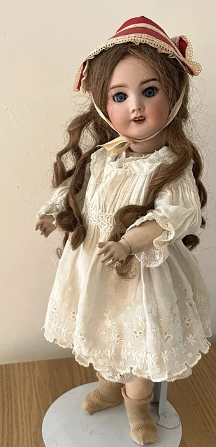 Poupée Ancienne Ernst Heubach 1902 - Tête Porcelaine - Cheveux Naturels - 55 Cm