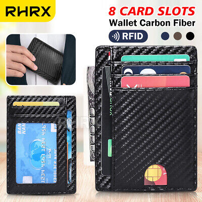 Mens RFID Block Slim Wallet Credit Card ID Holder Minimalist Front Pocket Wallet