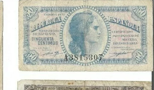 España: 50 Centimos Certi. Plata (Ii Republica). Año 1937. Con Serie. Mal. Ideal