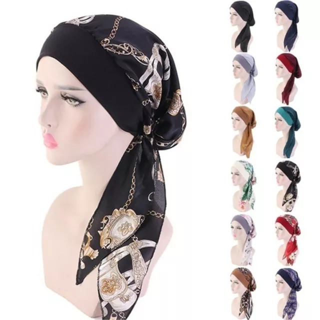 Women Cancer Head Scarf Chemo Hair Loss Hat Turban Pre-Tied Headwear Bandana UK