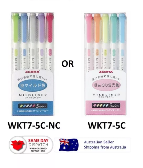 Japan Zebra Mildliner Soft Colour Double-Sided Highlighter Marker 5 Colour Set