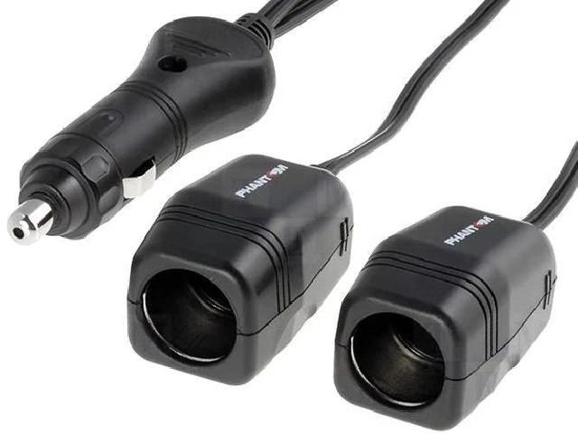 Double prise allume-cigare avec rallonge 10A 12V 2x2.5A