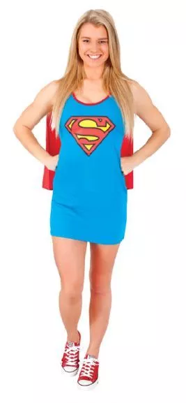 RUBIES Super Girl Costume Womens Tank Dress & Cape Superman DC COMICS Sz LARGE #