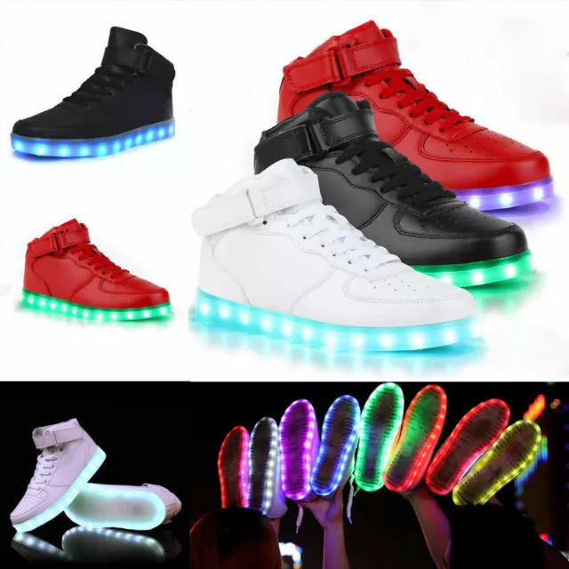 Adult Flashing Trainers LED Light Up Shoes Luminous Dance USB Charge Sneakers