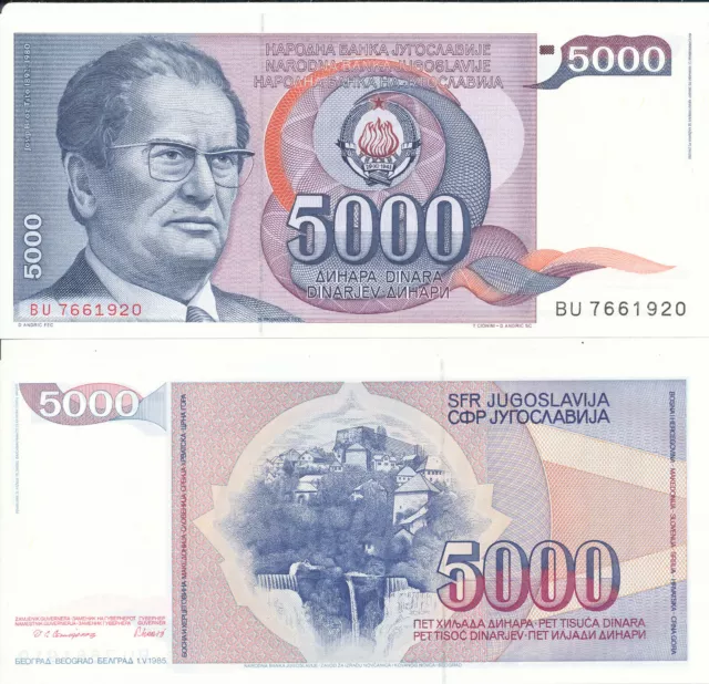 Yugoslavia / Jugoslawien - 5000 Dinara 1985 UNC - Pick 93a