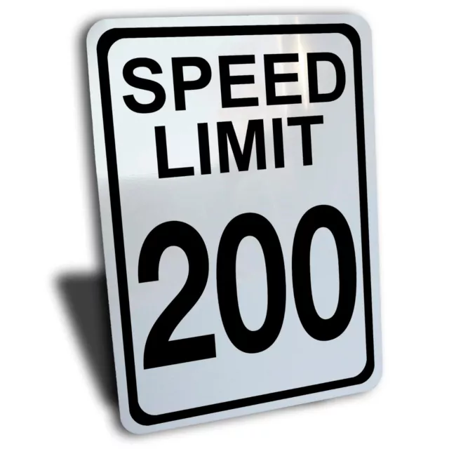 Speed Limit 200 Mph Km/H Sign Aluminum 10" By 14" Metal Road Traffic Slow Down