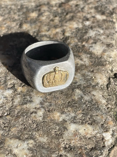 Bague Chevalière Argent Vintage Style Poilu/tranchée – Occasion Bon état