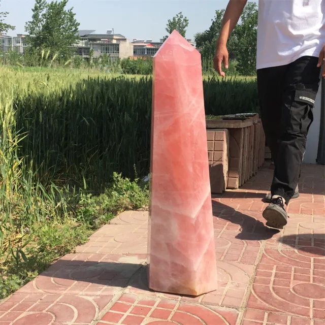 150LB Natural Rose Quartz Powder Crystal Obelisk high-quality wand point