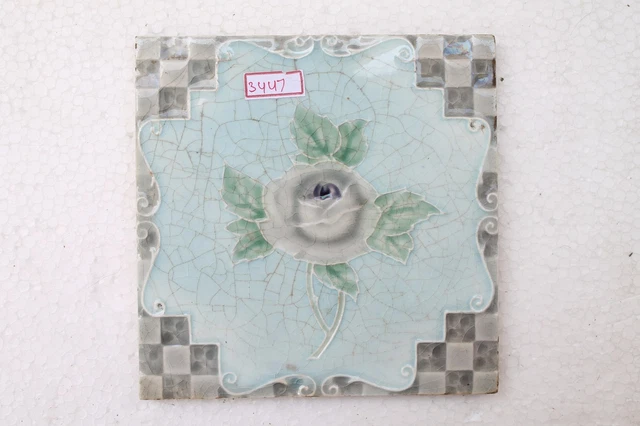 Vintage Majolica Nouveau Tile Ceramic Glazed H&R Johnson Ltd England Nh3447