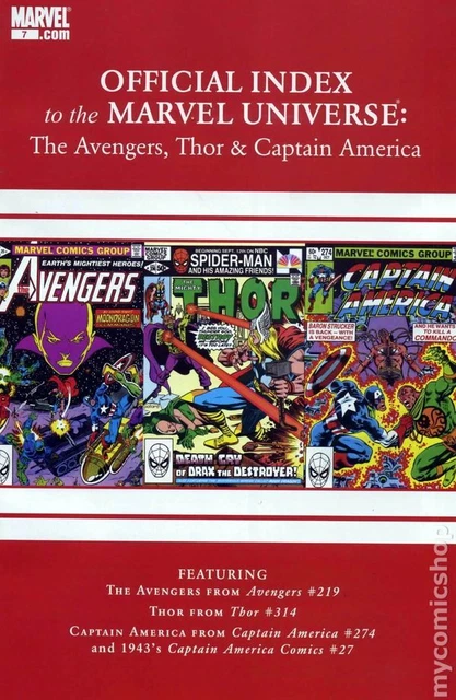 Official Index Marvel Universe Avengers Thor Capt. America #7 VF 2010