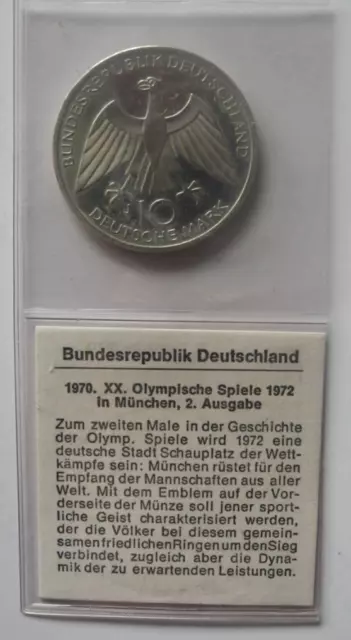 Deutschland BRD, 10 DM Gedenkmünze, 1972 Olympische Spiele, Verschl. Arme, J PP!