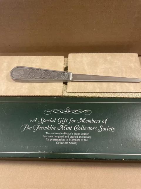 The Franklin Mint Collectors Society Letter Opener Heavy Pewter Ben Franklin