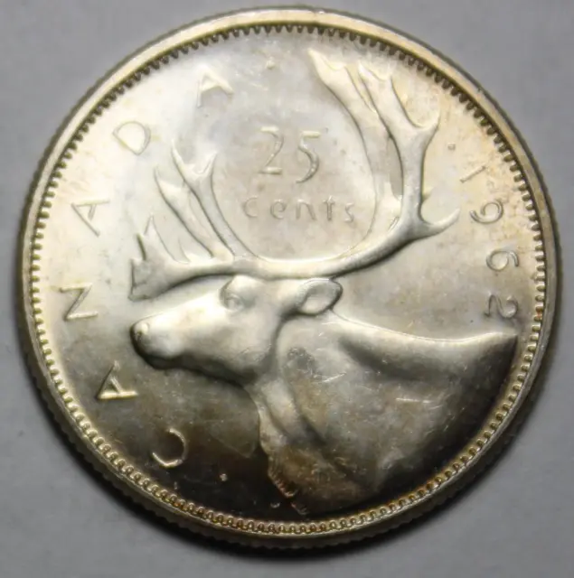 Canada 1962 Silver 25 Cents, Choice Uncirculated (9f)