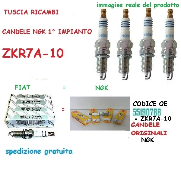 Kit 4 Candele Accensione - NGK IKR9J8 - Punto Abarth - Foto 7