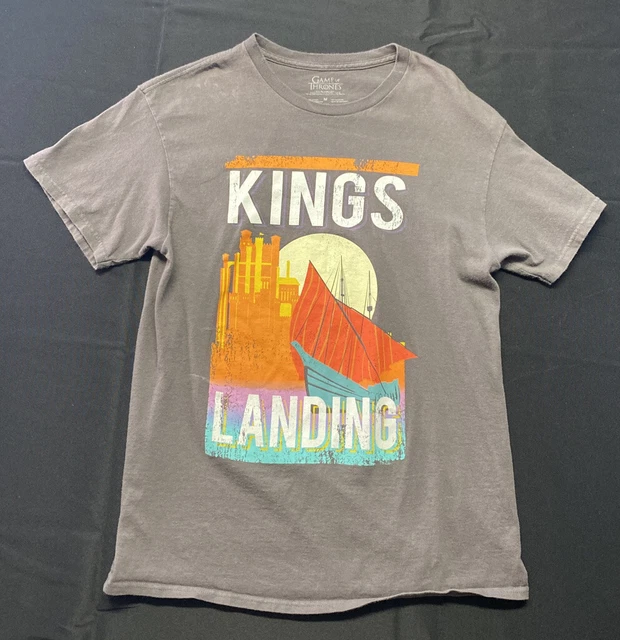 KINGS LANDING GAME OF THRONES T-SHIRT gray Med blue big logo castle ship boat