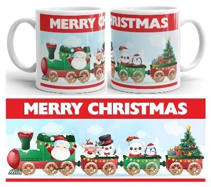 Christmas Train White Ceramic Mug