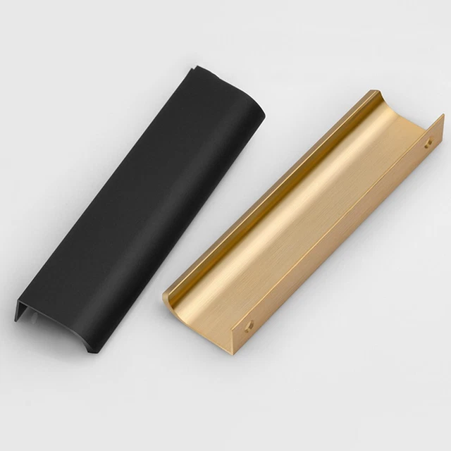 Black/Gold Finger Edge Pull Kitchen Cabinet Door Handle Bar Back Mount Drawer