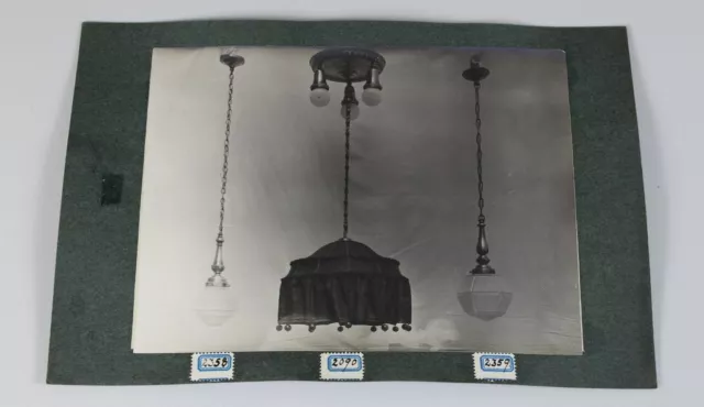 Antiguo Foto En Cartulina, Cuadro Con 3 Excepcional Lámparas de Techo ~ 1900/S51