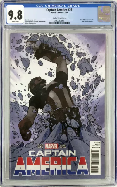 Captain America #25 - (1:50) Adam Hughes Variant - 1St Sam Wilson Cap - Cgc 9.8