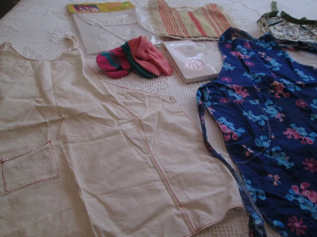 9 Piece Lot Child Aprons Mittens Tights Dance Bib Half Cover-Up Colorful