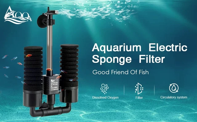 AQQA Aquarium Double Foam Sponge Filter 3W/5W Quiet Electric Power Fish Tank