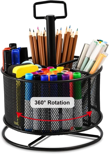 Marbrasse Mesh Desk Organizer, 360-Degree Rotating Multi-Functional Pen Holder,6