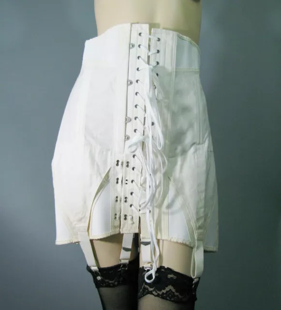 VINTAGE ~WARD~TIGHT LACING UNDERBUST BUSK CORSET Sz 32 Open Bottom Garter Girdle