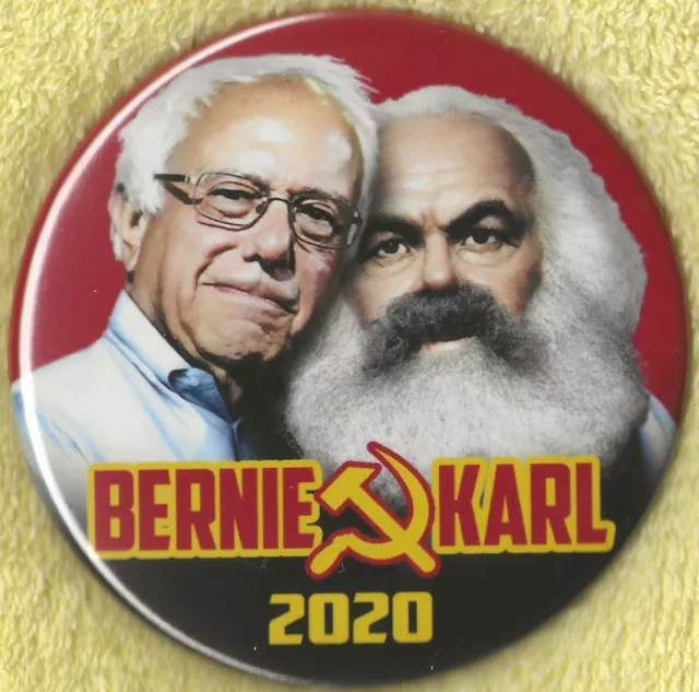 2020 Bernie Sanders & Karl Marx 3.5" / "Satirical" Campaign Button(Pin 09)