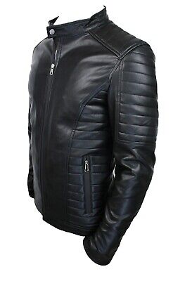 Giubbotto giacca uomo nero ecopelle casual giubbino moto slim fit con protezioni