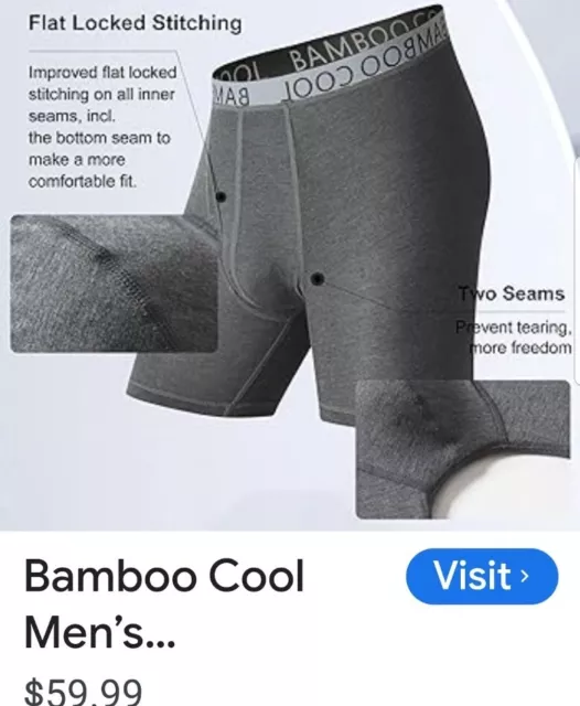 BAMBOO COOL MEN'S MEDIUM Bamboo Underwear Boxer Briefs 4 Pack Soft ...