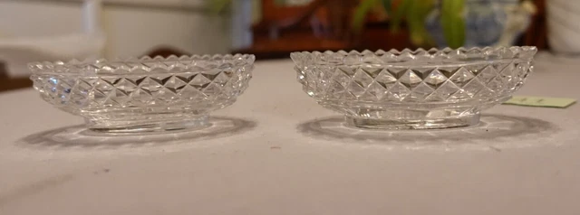 Paar georgianische anglo irische kleine geschnittene Glashobnail ovale Schüssel C.1810 (241)