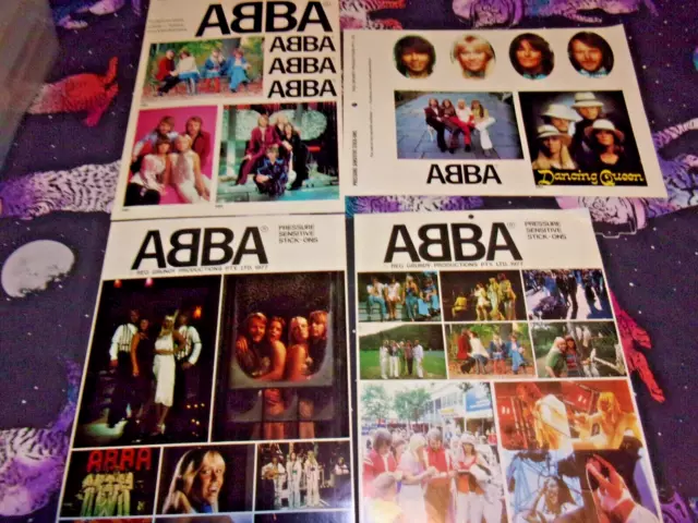 Vintage Abba   Sheets Of Colour Stickers X 4 By  Reg Grundy Productions 1977