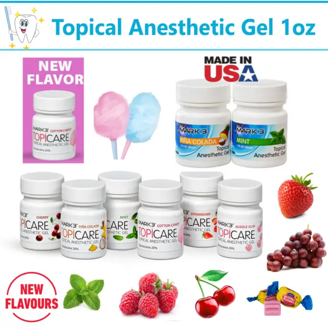 Dental Topical Anesthetic Gel 20% Benzocaine 1oz Jar, Made in USA, Exp 09/2024