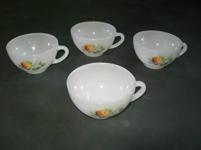 4 TASSES à CAFé VINTAGE FRUIT ARCOPAL DESIGN ANCIEN 60 70 VAISSELLE