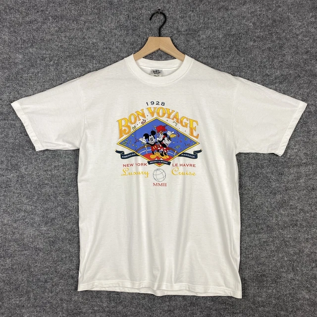 Vintage 2003 Disney Cruise T Shirt Bon Voyage Mickey Minnie Mouse Medium Retro