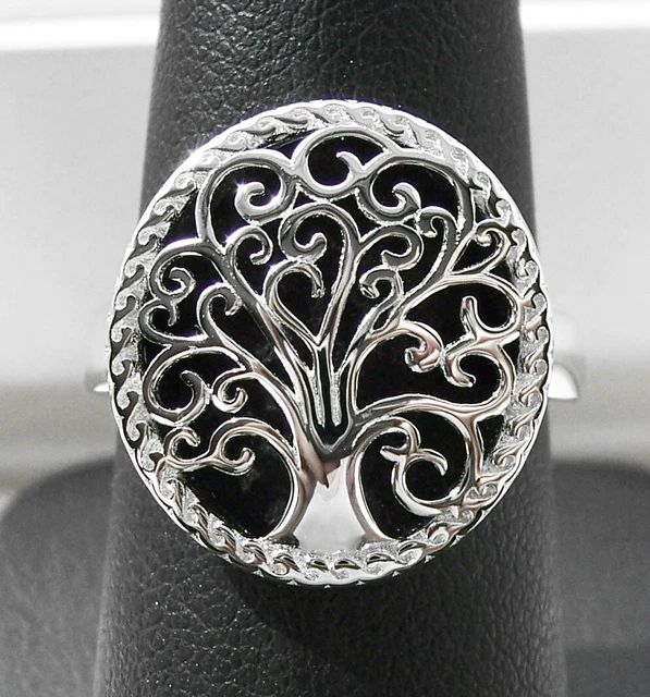 Large Tree Of Life Ring 925 Sterling Silver High Polished Women's-Sizes 6-13