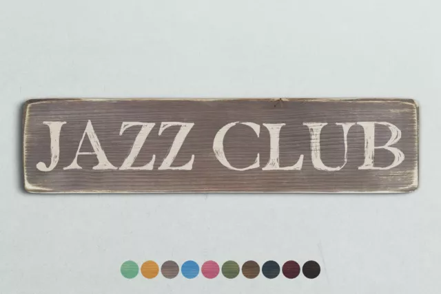 JAZZ CLUB Vintage Style Wooden Sign. Shabby Chic Retro Home Gift