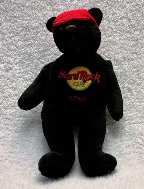 Hard Rock Cafe Kona 8" Black With Red Cap Charlie Beara Plush Collectible Bear