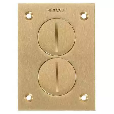 Hubbell Wiring Device-Kellems S3625 Floor Box Cover,Rectangular,2-Gang,Brass