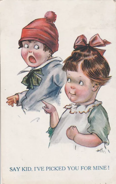 a children old antique postcard greetings people comic england