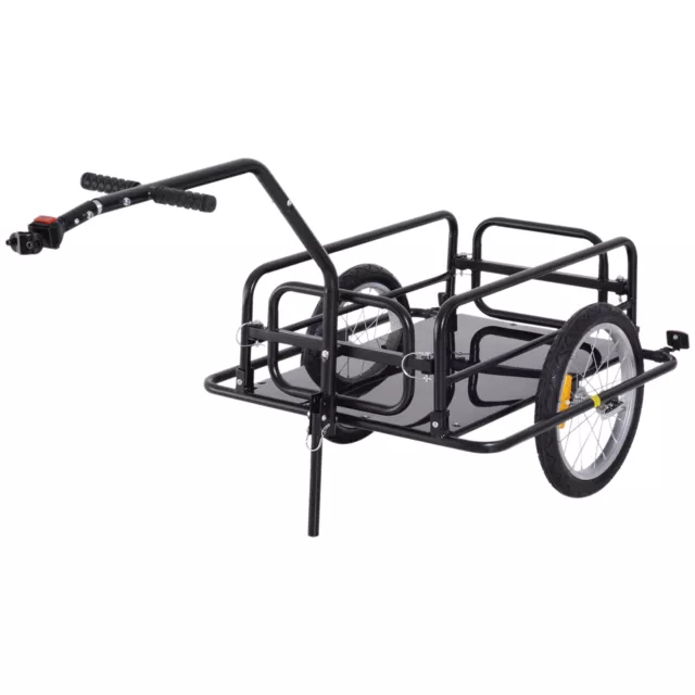 HOMCOM Rimorchio Cargo Bici Carrello per Bicicletta Pieghevole Portata 40kg