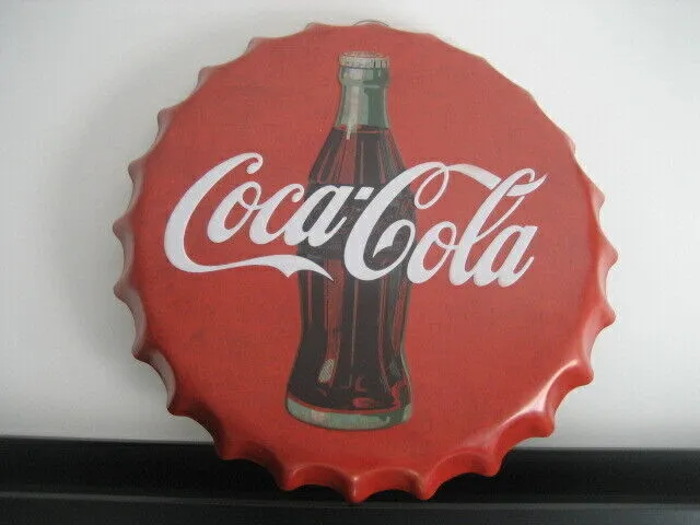 Cartello In Metallo Con Chapa Sagomato. Coca Cola. Diametro 40 cm