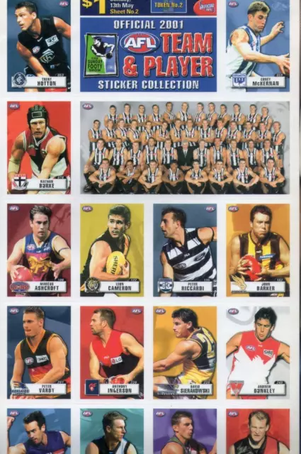 2001 AFL Team & Player Sticker Collection Page - Featured "The Pies" Collingwood