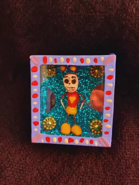 Mexican Folk Art Small Day of the Dead Diorama Boy/ el chapulin