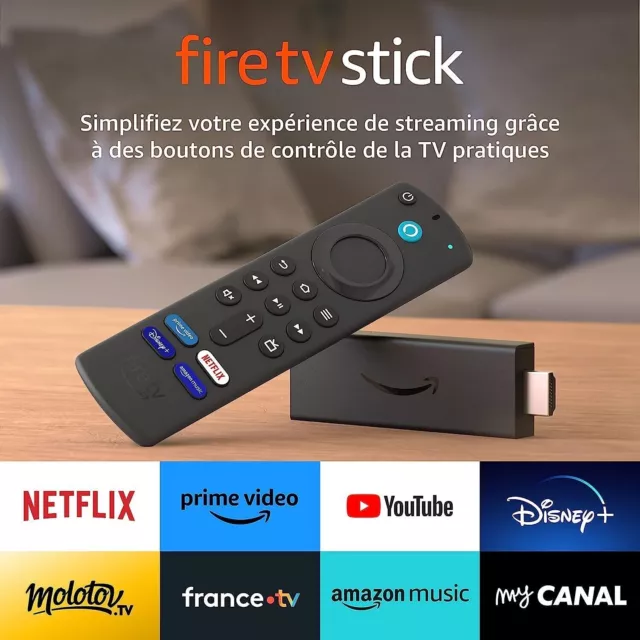 Fire TV Stick AMAZON avec télécommande vocale Alexa Lecteur multimédia streaming